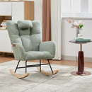 Nursery Rocking Chair,300Lb Glider Chair with Wood Legs/Two Side Pockets,Teddy Upholstered Glider Rocker with Padded Seat High Backrest for Living Room/Bedroom/Nursery by TinyTreasures Baby Boutique
