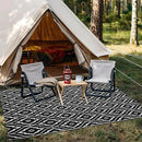 OLANLY Outdoor Rug 5x8 ft Waterproof, Outdoor Plastic Straw Rug with Geometric Pattern Clearance, Reversible RV Mat for Patio, Camping, Balcony, Deck, Backyard, Black & White by CozyNest Decor
