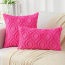 decorUhome Fall Throw Pillow Covers 22x22 Inch Set of 2, Soft Plush Decorative Faux Fur Hot Pink Solid Couch Pillow Covers, Accent Farmhouse Neutral Square Euro Pillow Cases for Sofa Bed Living Room by CozyNest Decor