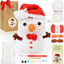 Christmas Snowman Crochet Kit for Beginners, Crochet Starter Kit for Kids Adults, Learn to Crochet w/Step-by-Step Video Tutorials, Pre-Started Yarn, Hook, DIY Amigurumi Craft Gifts for Christmas Décor by TinyTreasures Baby Boutique