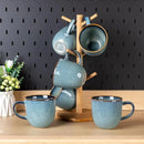 AmorArc 12oz Coffee Mugs, Ceramic Coffee Mugs set of 6 for Man, Woman, Dad, Mom, Modern Coffee Mugs with handle for Latte/Cappuccino/Milk/Cocoa. Dishwasher&Microwave Safe, Ocean Blue by CozyNest Decor