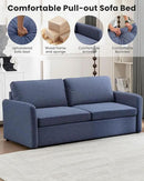 Queen Pull Out Sofa Bed, 2-in-1 Convertible Sleeper Sofa Couch with Memory Foam Mattress – Space-Saving Sofa Bed Queen for Living Room & Guest Room, Navy Blue by CozyNest Decor