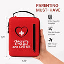 Portable First Aid Kit for Kids with CPR Shield - Ideal for Home, Car, School, Camping, and as a Travel First aid kit. Latex-Free Bandages – Children First Aid Guide by The Life Safety Pro by TinyTreasures Baby Boutique