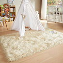 AMTOVO Faux Fur Sheepskin Rug for Living Room, 4 x 6 ft Beige Fluffy Area Rug for Bedroom, Playroom, Luxury Room Decor, Rectangle by CozyNest Decor