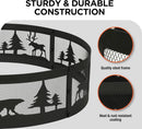 Red Mountain Valley 36 Inch Fire Pit Ring with 360° Forest & Wildlife Design, Portable Steel Wood Burning Firepit Ring for Outdoor Camping, Bonfires, Beach,Patio, fire Pit kit, Black