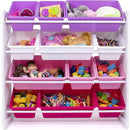 Humble Crew Kids Toy Storage Organizer with 12 Plastic Bins, White/Pink/Purple – Removable Bins for Playroom, Bedroom, Toddler Furniture for Boys and Girls Ages by TinyTreasures Baby Boutique