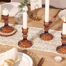 12PCS Amber Candlestick Holders Set- 4" H Taper Candle Holders, Glass Candle Holders Bulk for Wedding, Party, Fall Home Table Centerpieces, Festival Gifts & Windowsill Decor by CozyNest Decor