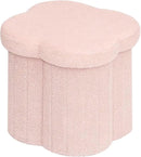 B FSOBEIIALEO Storage Ottoman Cube, Flowers Shaped Ottomans with Storage Foot Stool Footrest, Boucle Ottoman Seat for Dorm Room, Faux Teddy Fur, Pink 15"x15"x15" by CozyNest Decor