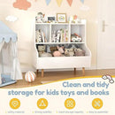Kids Bookshelf and Toy Storage, 4-Cubby Toy Storage Organizer with Bookcase, Wood Kid Storage Cubby, 24"L x 14"D x 28"H Montessori Toy Shelf, Toddler Book Shelf for Kids Room Nursery Playroom by CozyNest Decor