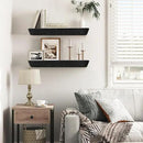 16"x6.8"x1.6" Slanted Floating Wall Shelves 2-Pack - Rustic Black Finish, Heavy-Duty Solid Wood Design with Hidden Brackets - Perfect for Living Room, Kitchen, Bathroom, or Office by CozyNest Decor