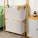 DULLEMELO Beige Storage Baskets for Organizing, Set of 2 Extra Large Canvas Fabric Storage Baskets with Handles, Foldable Storage Bins Baskets for Blankets Living Room by TinyTreasures Baby Boutique