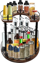 2-Tier Lazy Susan Organizer, Rotating Spice Rack with Stable Carousel Base & 4 Height Settings, Spice Rack Organizer for Cupboard Kitchen Countertop Dining Table by CozyNest Decor