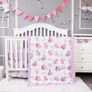 Belsden Floral 3 Piece Crib Bedding Set for Baby Boys Girls, Classic Nursery Bedding Essential Including Comforter, Crib Sheet and Crib Skirt, Ultra Soft Cozy, Floral Purple by TinyTreasures Baby Boutique