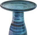Sunnydaze 21" H Ceramic Bird Bath for Outside - Hand-Painted Outdoor Bird Bath Bowl, UV/Frost-Resistant Finish - Galaxy Blue - Ribbed Pedestal by GreenHaven Gardens