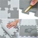 qqpp EVA Rubber 18 Tiles Interlocking Puzzle Foam Floor Mats - Baby Play Mat for Playing | Exercise Mat for Home Workout. White, Beige, Gray. QC-AJLb18N by TinyTreasures Baby Boutique