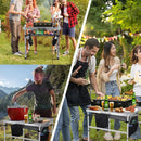 Nice C Square Table for Grill, Folding Table, Camping Table, Outdoor Table, Card Table, Height Adjustable, Mesh Bag Lightweight, Carry Handle, Aluminum (23.6"x23.6" White) by GreenHaven Gardens
