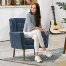 Accent Chair Set of 2, Upholstered Armchair with Pillow, Fabric Single Sofa Chair with Lounge Seat and Wood Legs Accent Chair for Living Room Small Spaces (Dark Blue, Set of 2) by CozyNest Decor