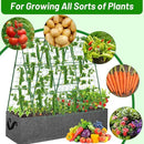 Cucumber Trellis for Garden, 45 x 53 Inches A Frame Outdoor Greenhouse Trellis with 46 Gallon Fabric Raised Bed, Climbing Net and Plant Support Clips for Climbing Plants by GreenHaven Gardens