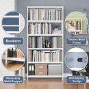 69" Tall Bookcase, 5-Tier Wide Bookshelf, Library Book Case with Display Shelf, Lightweight Metal Bookshelves, Industrial Book Shelf for Home, Office, Library, and School (White) by CozyNest Decor