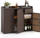 Tangkula Rattan Outdoor Storage Cabinet, Patiojoy Outdoor Cabinet with 4 Adjustable Shelves, 1 Drawer, 3 Doors, Patio Storage Deck Box Table for Patio Garden Poolside (Mix Brown) by GreenHaven Gardens