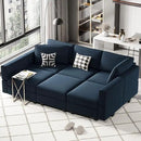 Belffin Modular Velvet Sectional Sofa with Chaise Lounge Sectional Sleeper Sofa with Storage Chaise Bed Couch for Living Room Blue by CozyNest Decor