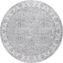 jinchan Round Rug 5ft Area Rugs Vintage Floral Distressed Design - Machine Washable Non-Slip Low-Pile Ultra-Thin Circle Rug for Entryway Bedside Living Room Dining Room Bedroom (5' Round,Grey) by TinyTreasures Baby Boutique