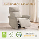 CHITA Power Recliner Chair, Electric Triple-Motor Swivel Glider Nursery Rocking Chair with Adjustable Power Headrest and Lumbar Support, GREENGARD Gold Certified, Solid Wood Base, Khaki Grey by TinyTreasures Baby Boutique