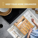 Silverware Organizer Kitchen Drawer Organizer Utensil Organizer Bamboo Silverware Holder Cutlery Organizer in Drawer Flatware Organizer Tray(7 slots, Natural by CozyNest Decor