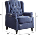 EBELLO 2 Pcs Pushback Recliner Chairs, Fabric Armchair Push Back Recliner with Rivet Decoration, Single Sofa Accent Chair for Living Room, Bedroom, Blue by CozyNest Decor