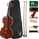 Cecilio 1/4 Violin Solidwood Violin with D'Addario Prelude Strings, Bow, Rosin, Tuner, Shoulder Rest & Lesson Book – Ideal for Beginners by TinyTreasures Baby Boutique