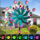 360°Solar Wind Spinner with Lights Blue Metal Garden Outdoor Decor Yard Lawn Art Decor for Patio Kinetic Windmills Unique Gifts for Friends and Family 60.63'' H x 13.38'' Dia by CozyNest Decor