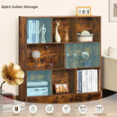 LEYAOYAO 8 Cube Bookshelf with Base,3 Tier Mid-Century Modern Brown Bookcase,Standing Wide Bookshelves Storage Organizer Shelf,Rustic Wood Display Cabinet Book Shelves for Bedroom,Living Room,Office by CozyNest Decor