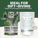 Herb Seeds | 10 Invidiual Packs | 2025 Season | Non-GMO | Mint, Parsley, Basil, Thyme & More! | for Planting Indoor & Outdoor | by Family Sown by GreenHaven Gardens