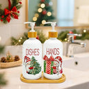 Hexagram Christmas Soap Dispenser Set of 2, Christmas Kitchen Decor, Xmas Gnomes Glass Soap Dispenser for Home Indoor Decorations, Xmas Refillable Lotion Essential Oil Dispensers with Pump by CozyNest Decor