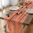 Fresh Salmon Cheesecloth Table Runner Peach Echo Gauze 120 Inch 10 FT Boho Cheese Cloth Table Runner for Wedding Baby Shower Bridal Shower Party Sheer Centerpiece Home Decorations by CozyNest Decor