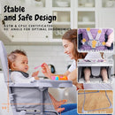 Foldable Baby High Chair with Easy Clean Double-Layer Tray, Adjustable Foot Rest, Safety First 5 Point Harness, Compact Space Saver Baby Feeding Chair Portable for Travel by TinyTreasures Baby Boutique