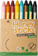 Honeysticks Jumbo Crayons (8 Pack) - Non Toxic Crayons - 100% Pure Beeswax and Food Grade Colors - 8 Bright Colors - Large, Easy to Hold and Use - Preschool Art Supplies for Toddlers/Kids 3-5, 4-8 by TinyTreasures Baby Boutique