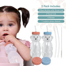 Honey Bear Straw Cup for Babies, 2-Pack Honey Bear Bottle with Travel Lid, Therapy Learning Honeybear Straw Cup, Baby Bottle Set, 8 oz, Blueberry Pie & Firetruck by TinyTreasures Baby Boutique