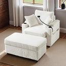 Accent Chair with Storage Ottoman Upholstered Living Room Chairs for Reading Chair with Chaise Lounge Chairs Indoor, Comfortable Armchair for Bedroom by CozyNest Decor