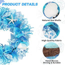 24 Inch Coastal Seashell Large Wreath with Natural Starfish & Scallops Shell, Blue Beach Style Front Door Wreath with for Spring Summer, Farmhouse Rustic Indoor Outdoor Home Wall Wedding Decor by CozyNest Decor