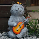 Cat Garden Statue Outdoor Decor, Cat Sculpture with Guitar and Butterfly for Yard Lawn Patio Balcony, Birthday Housewarming Gifts for Mom, Grandma, Women, 8.8 inch, Resin by CozyNest Decor