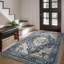 AMOAMI-3X5 Area Rug-Soft Washable Vintage Throw Accent Rugs for Living Room, Entryway, Bedroom, Kitchen, Bathroom, Laundry Room, Kitchen, Bathroom, Bedside, No Slip Blue by CozyNest Decor