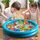 Pool Fishing Toys Games, Water Table Bathtub Toy with Inflatable Pool Pole Rod Net Plastic Floating Fish, Birthday Gifts for Kids Age 3 4 5 6 Year Old,Kids Outdoor Toys by TinyTreasures Baby Boutique