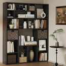 71” Tall Open Black Bookcase with Baskets, Free-Standing 6-Tier Wooden Display Storage Bookshelves with 16 Irregular Cubes for Living Room, Home Decor by CozyNest Decor