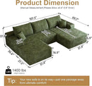 108" Sectional Couches for Living Room Modern Modular Sofa with L-Shape Couchs Upholstered Boneless Couch Deep Seat Sectional Couch with Chaise (Green, Right Facing Chaise+2Seaters+1Ottoman) by CozyNest Decor