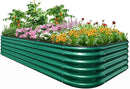 Quictent Galvanized Raised Garden Bed Kit, 8x4x1.5 ft Oval Metal Planter Box Tall for Vegetables Outdoor Backyard, Rubber Strip Edging Included (Dark Green) by GreenHaven Gardens