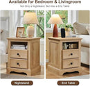 T4TREAM Nightstand with Charging Station, 18 Inch Vintage End Table with 2 Drawers, Wood Rustic Sofa Side Table with Open Storage Shelf for Bedroom, Living Room, Natural Oak by CozyNest Decor