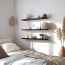 48 Inch Floating Shelves for Wall Rustic Brown Wood Wall Shelves for Bedroom Set of 4 by CozyNest Decor