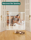 Babelio 36" Tall Upgraded Baby Gate with Cat Door, 29-43" Auto Close Durable Dog Gate for Stairs, Doorways and House, Easy Walk Thru Safety Gate with Pet Door Includes 4 Wall Cups, White by TinyTreasures Baby Boutique