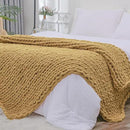 Bigacogo Chunky Knit Throw Blanket for Couch, 40x80 inches, 100% Hand Knitted with Thick Jumbo Chenille Yarn, Cozy Soft Large Rope Knot Cable Crochet Blankets for Sofa Bed Living Room, Goldenrod by CozyNest Decor
